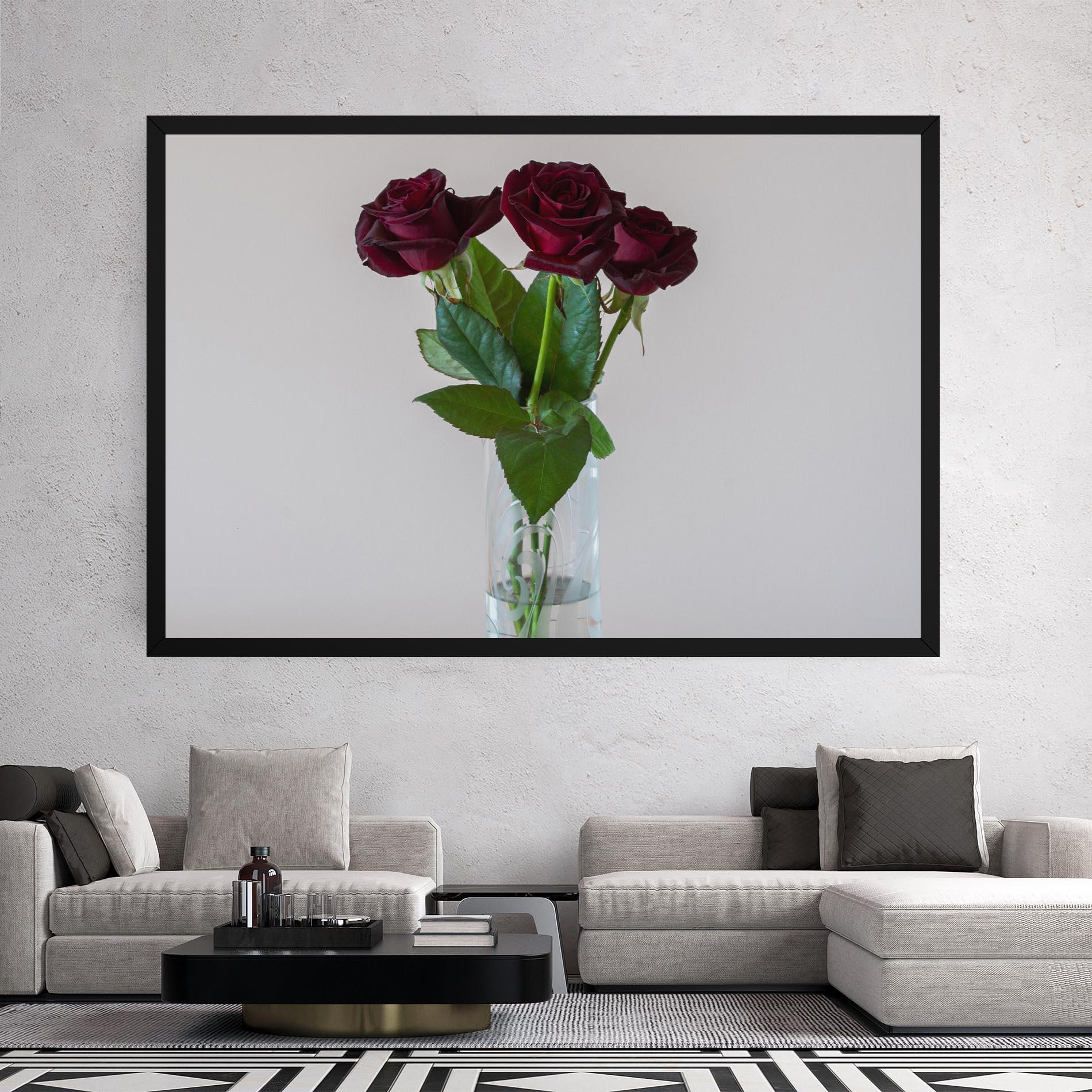 Leinwandbild Red Roses Vase mockup 2