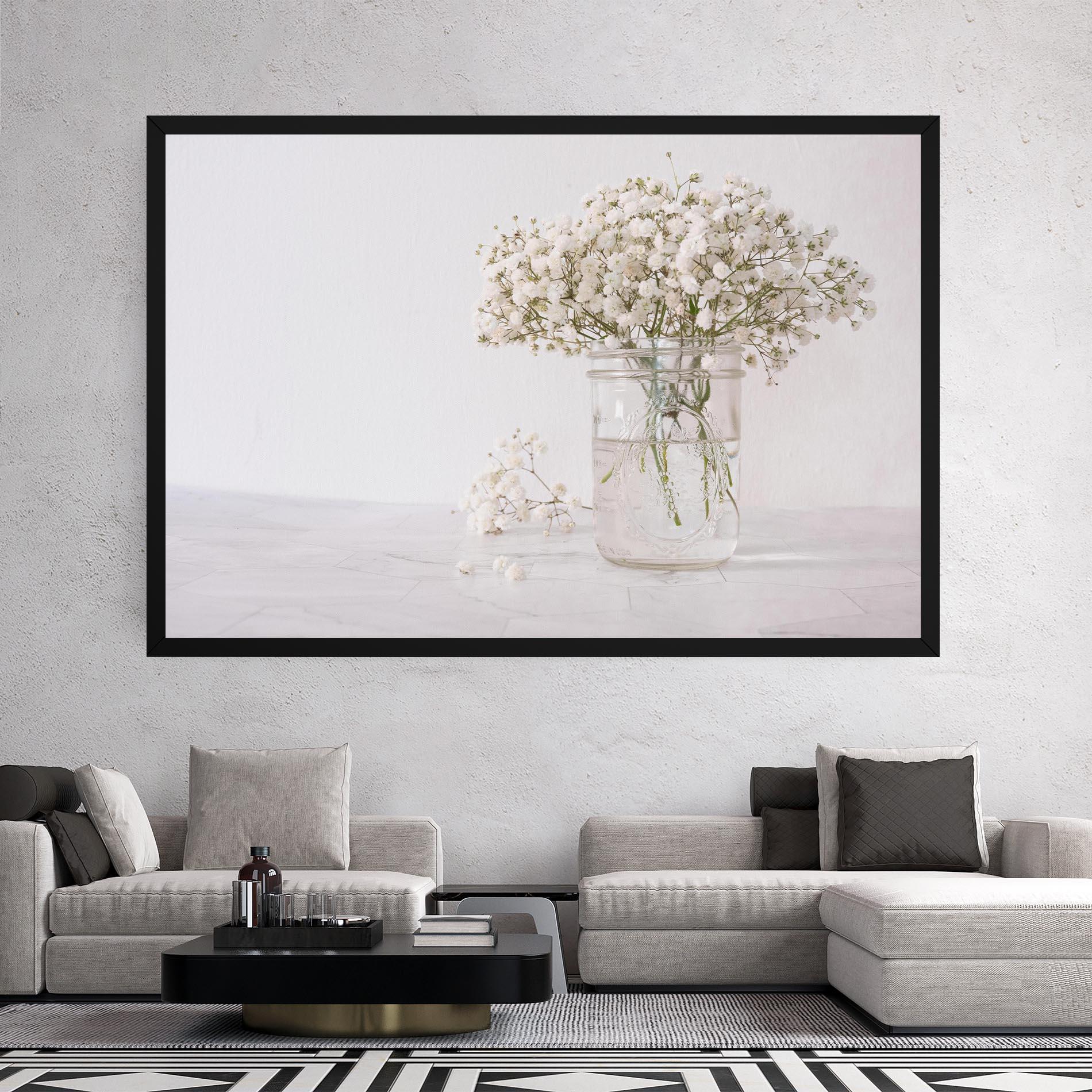 Leinwandbild White Tiny Flower Vase mockup 2