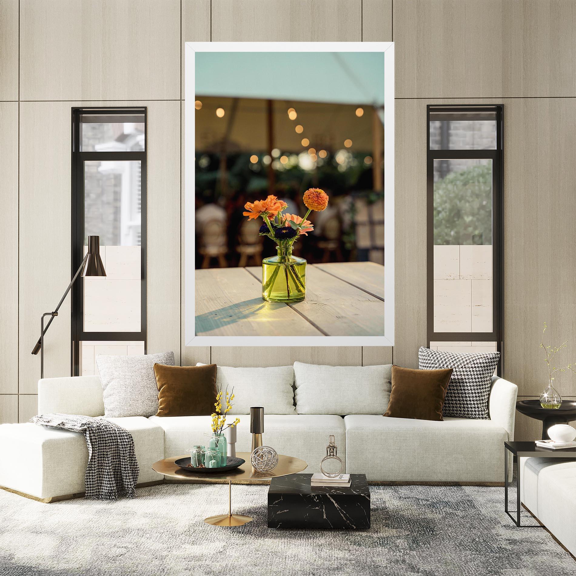 Leinwandbild Orange Flowers Vase mockup 2