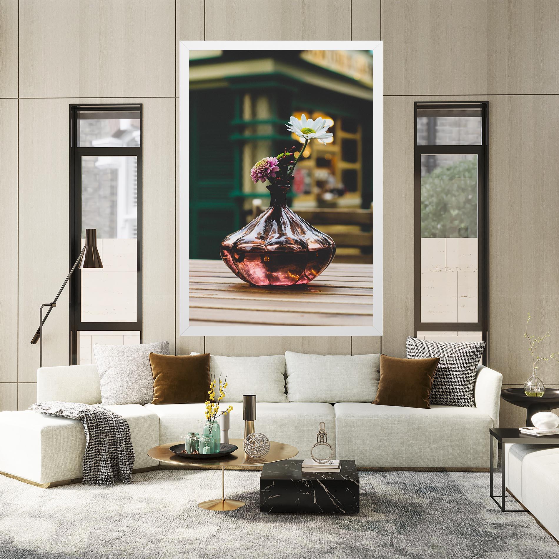 Leinwandbild Pink Vase Flower mockup 2