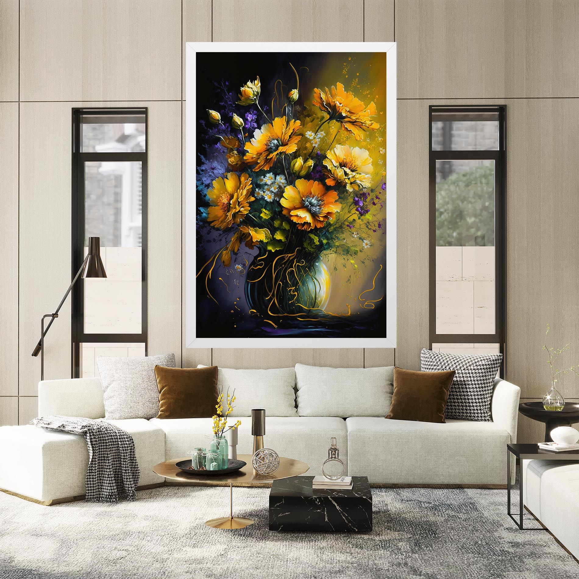 Yellow Flower Art Vase mockup 2