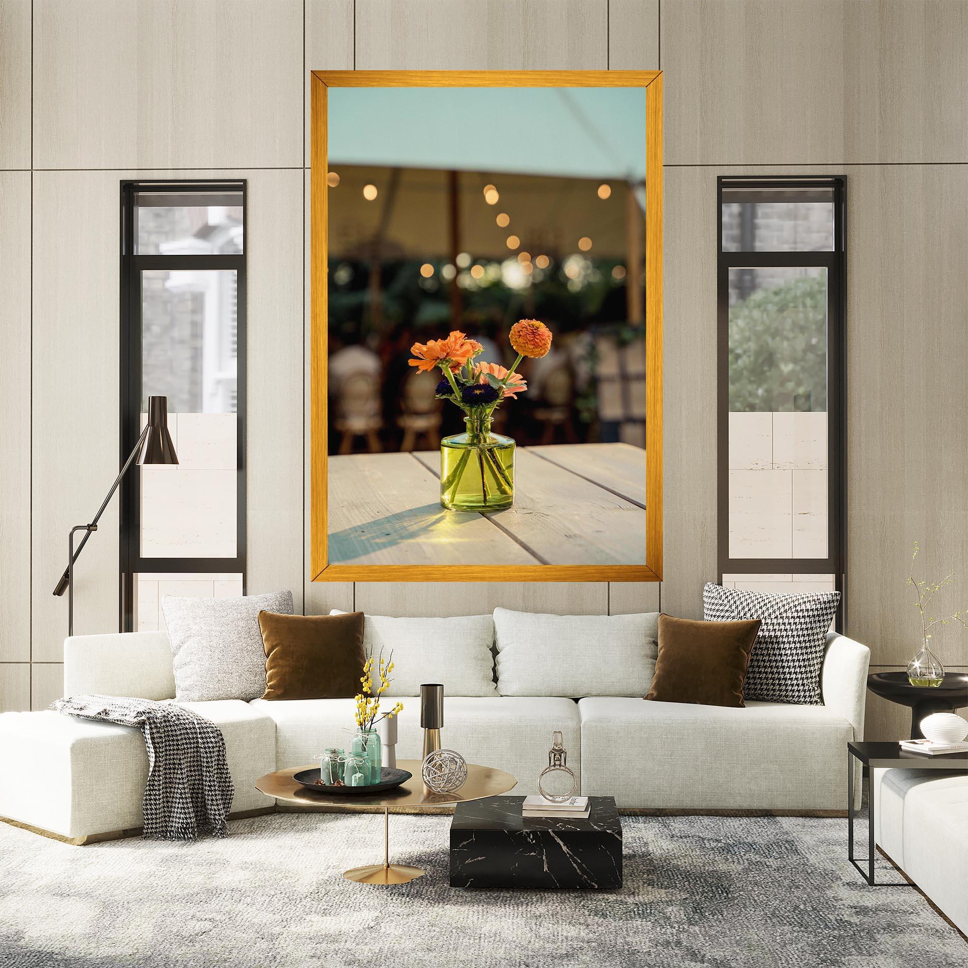 Leinwandbild Orange Flowers Vase mockup 2