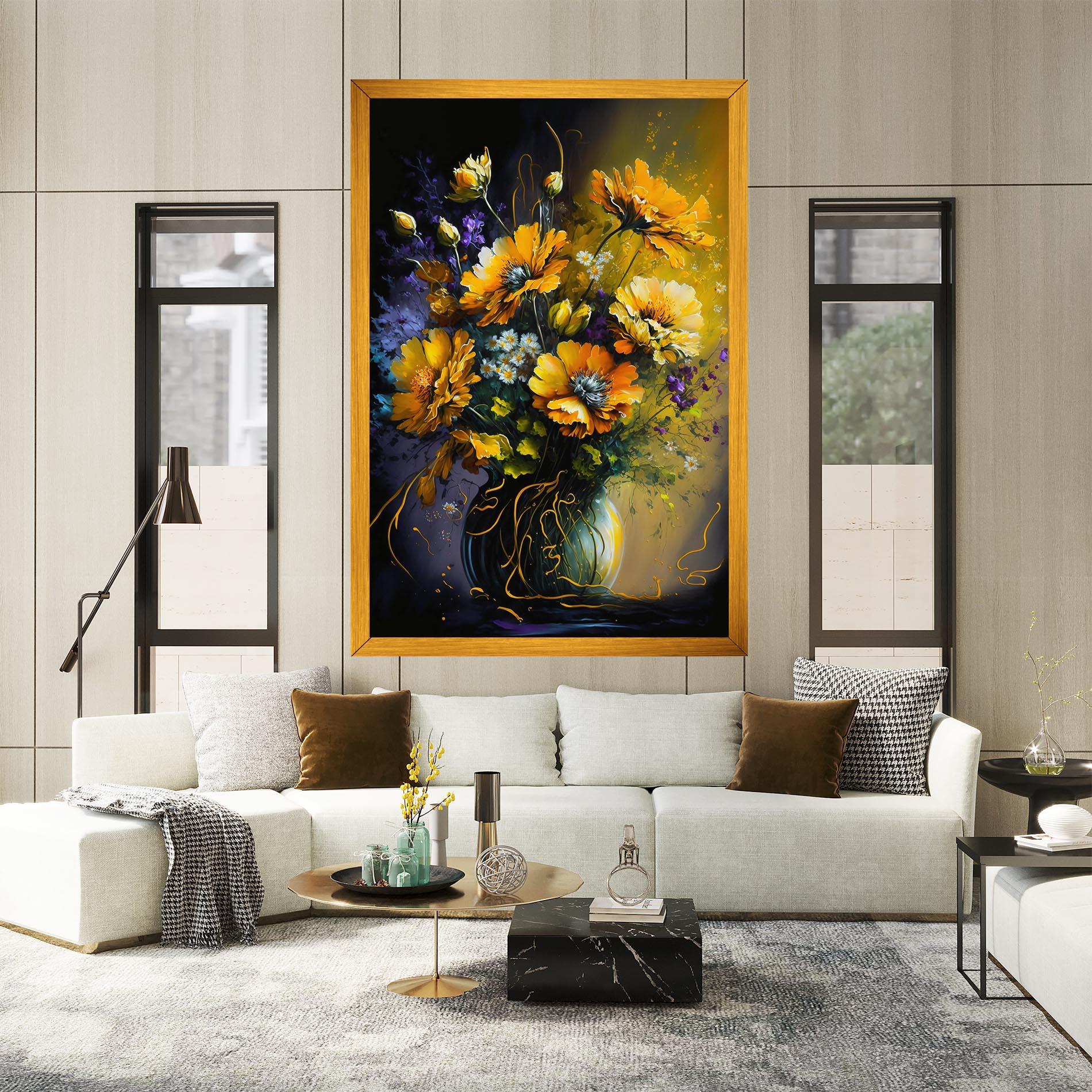 Leinwandbild Yellow Flower Art Vase mockup 2