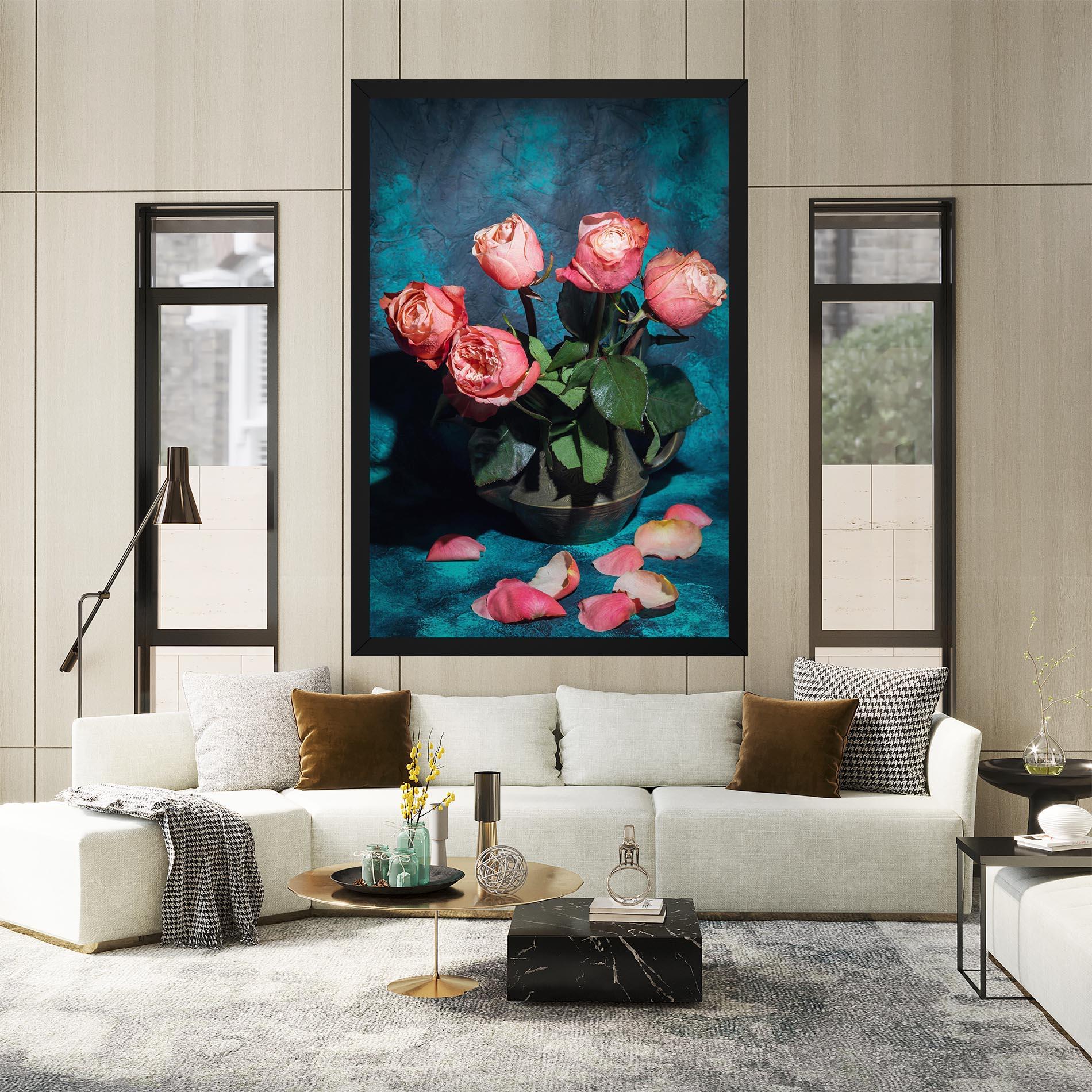 Leinwandbild Bouquet Roses Vase mockup 2