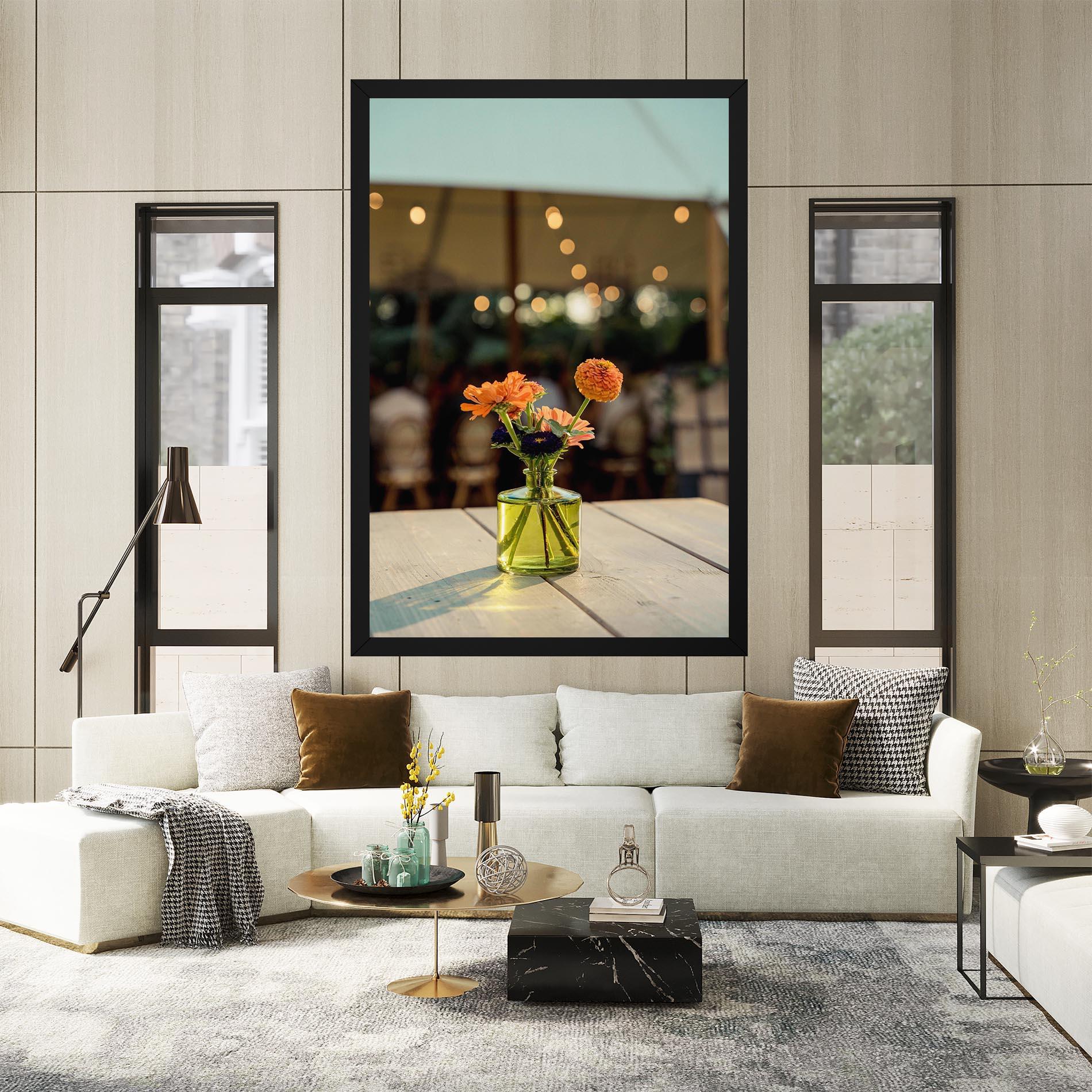 Leinwandbild Orange Flowers Vase mockup 2