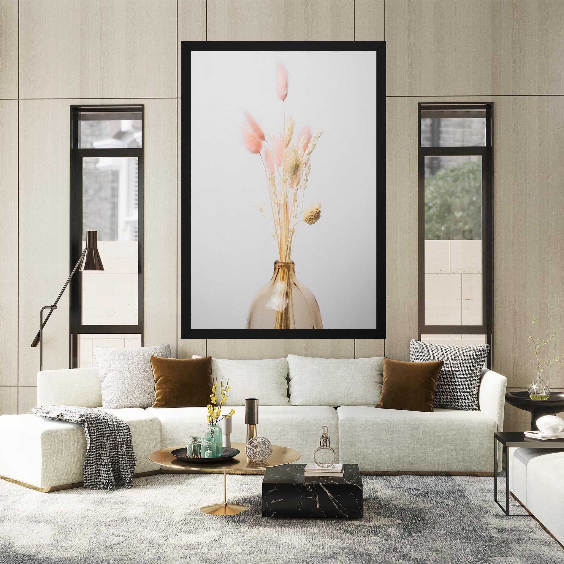 Leinwandbild Pink Cream Flower Vase mockup 2