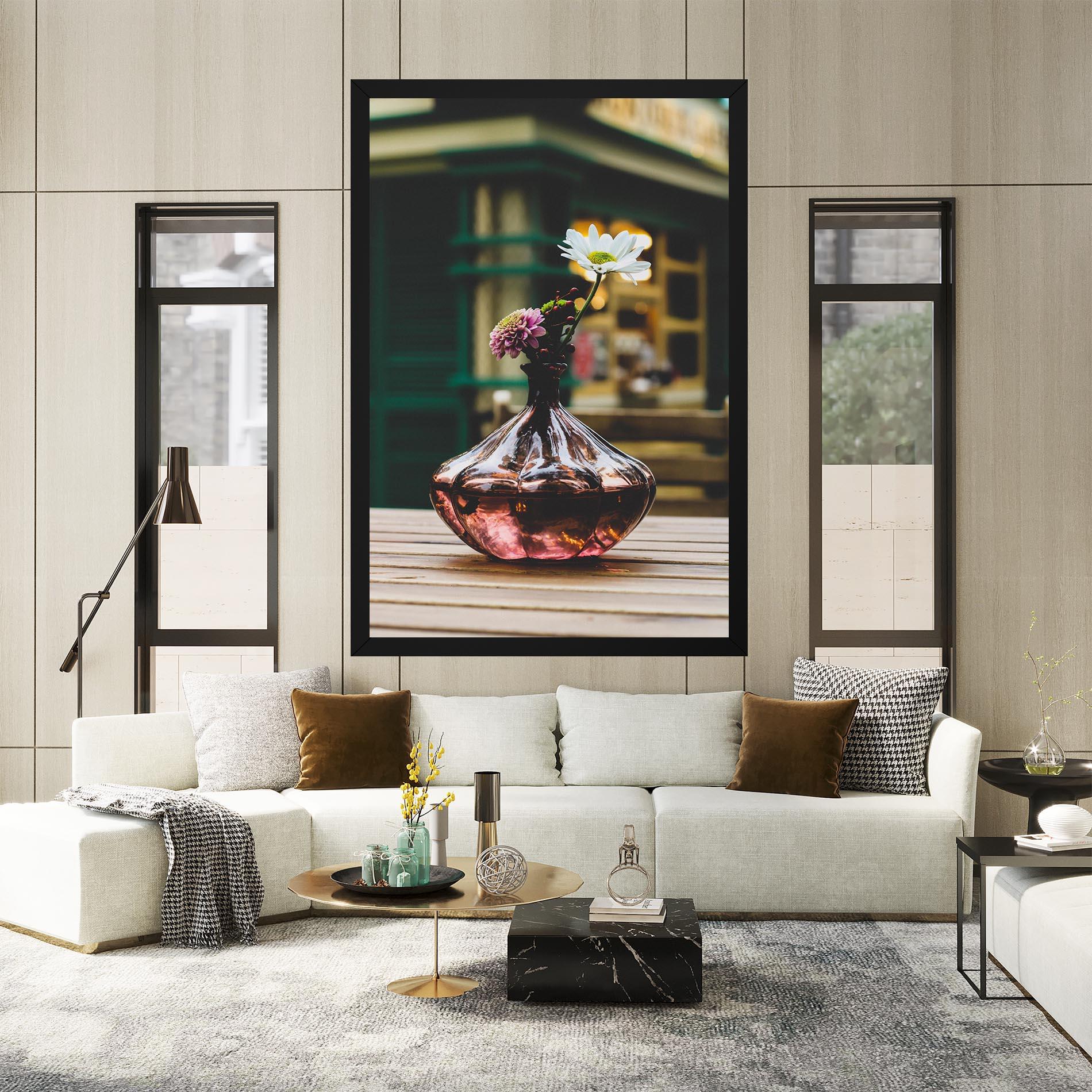 Leinwandbild Pink Vase Flower mockup 2