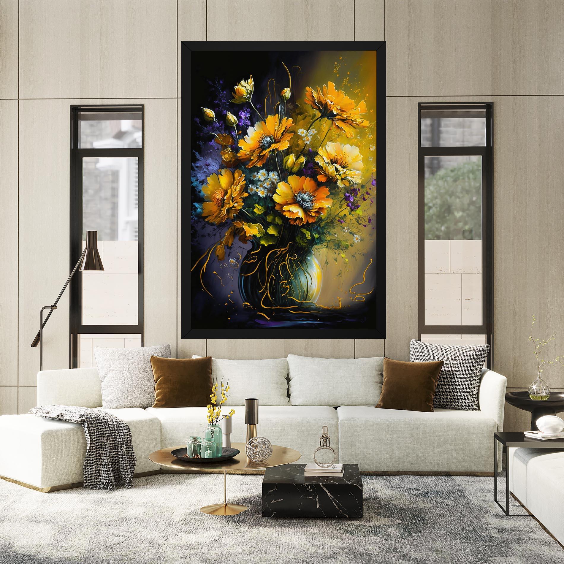 Leinwandbild Yellow Flower Art Vase mockup 2