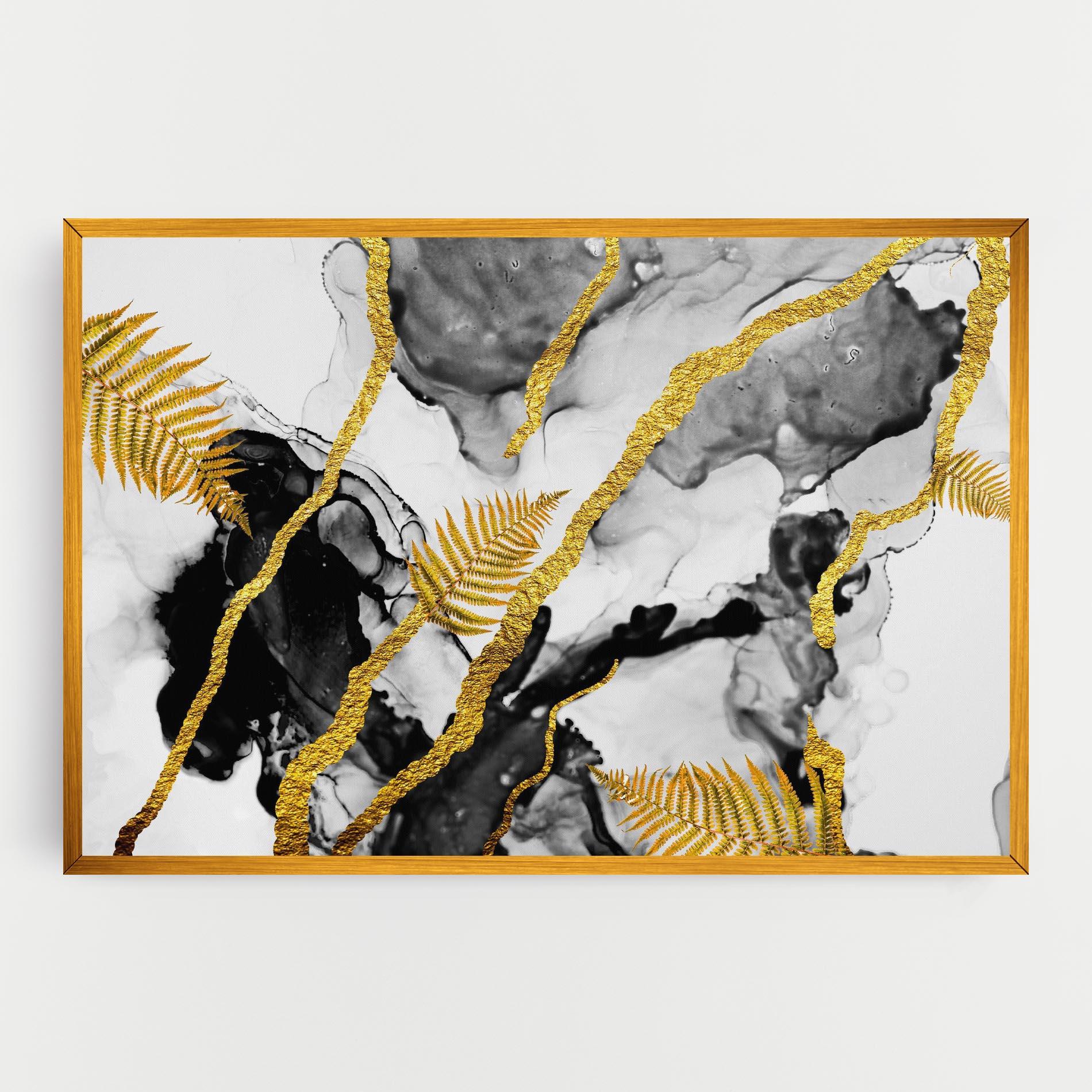 Leinwandbild Abstract Golden Leaves mockup 0