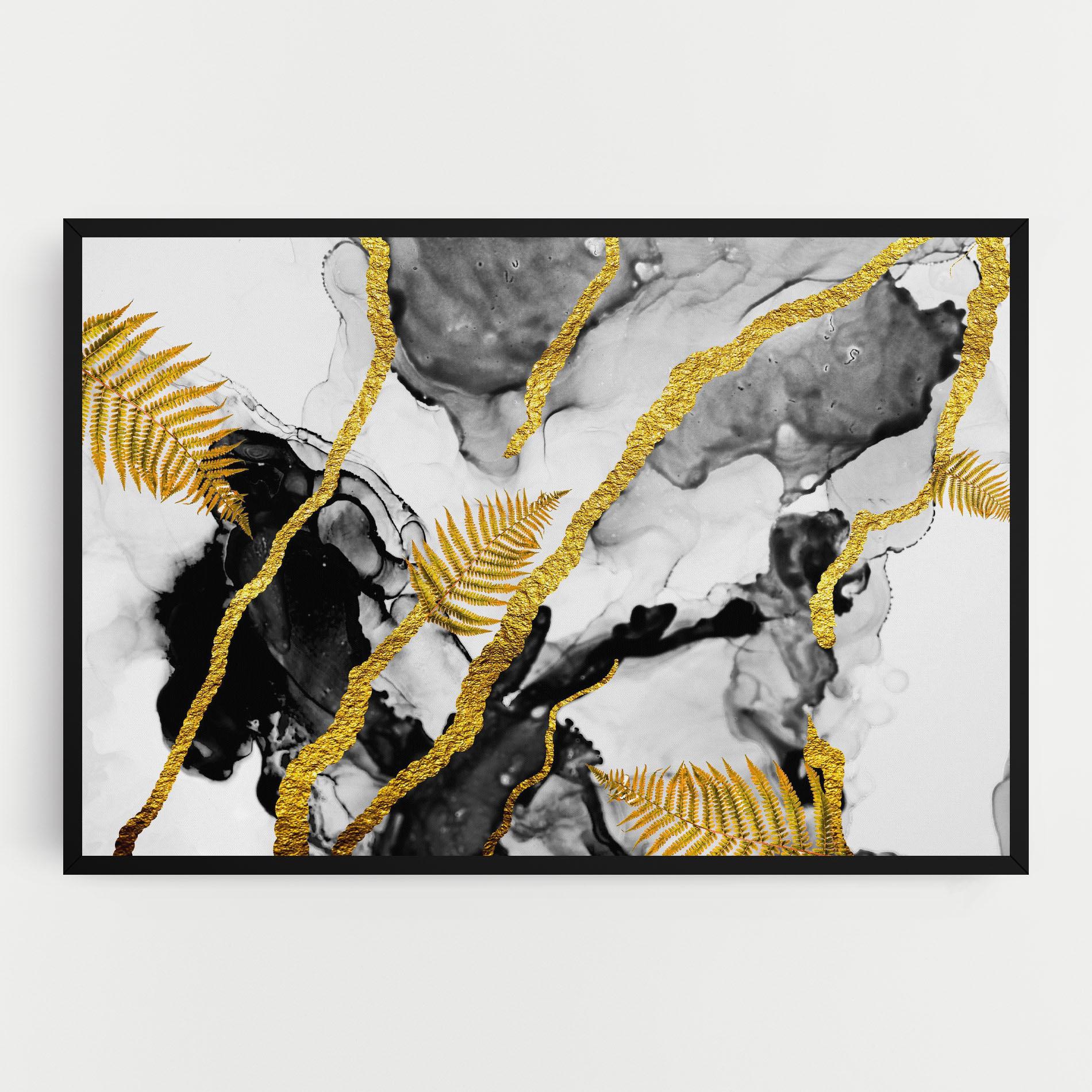 Leinwandbild Abstract Golden Leaves mockup 0