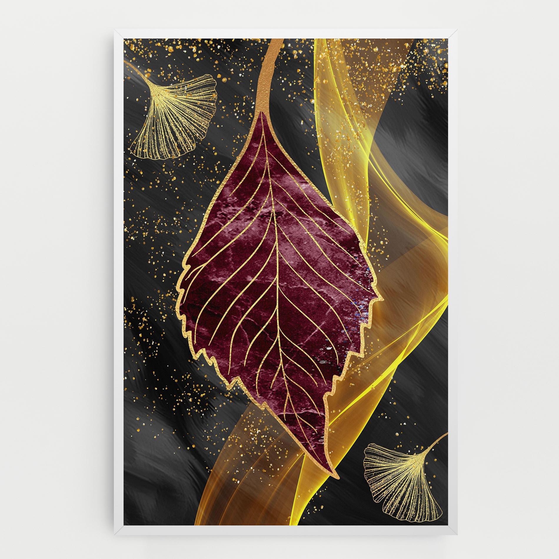 Leinwandbild Golden Leaves Red mockup 0