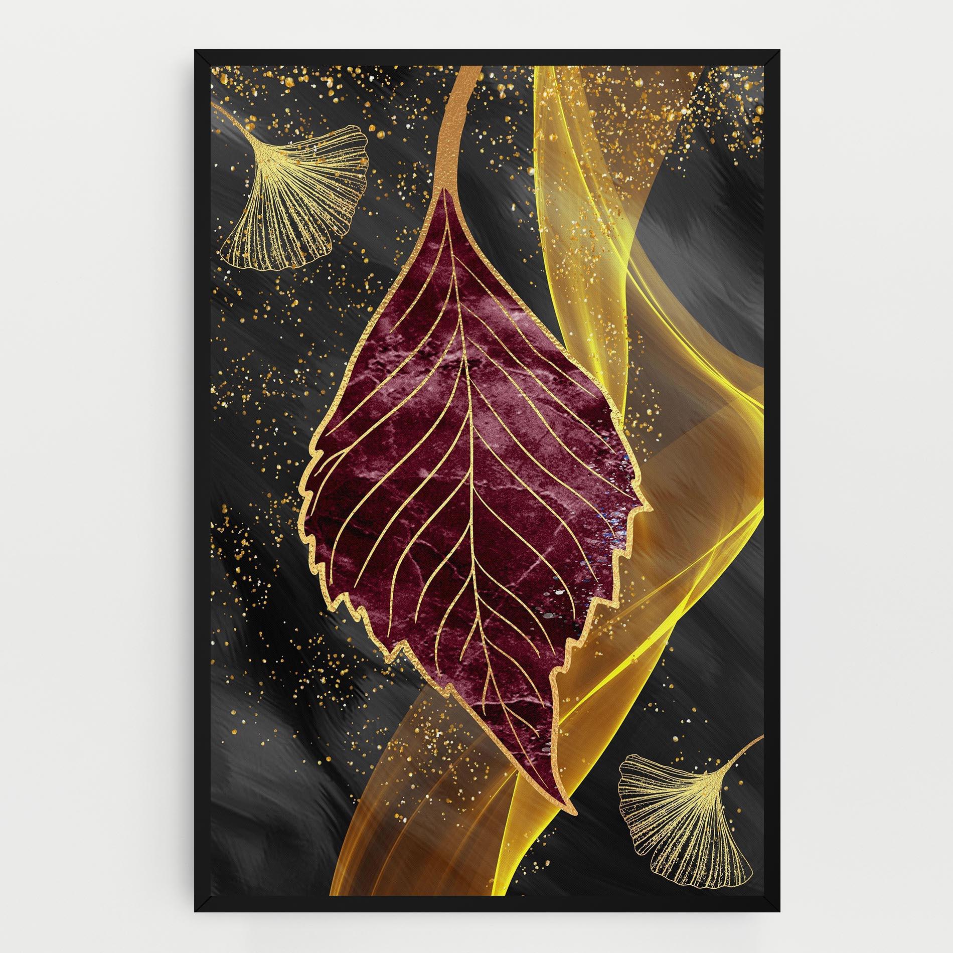 Leinwandbild Golden Leaves Red mockup 0