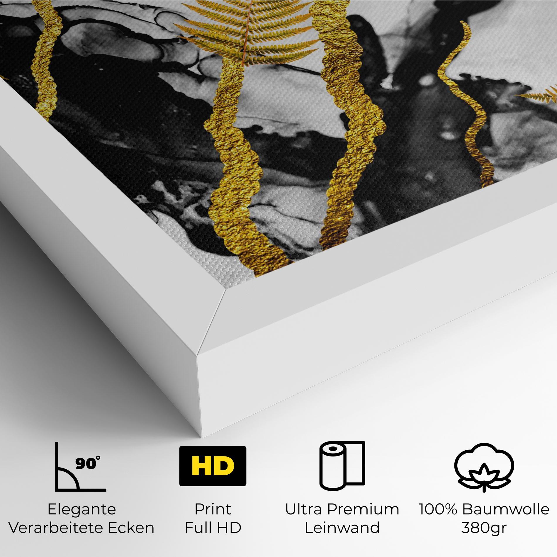 Leinwandbild Abstract Golden Leaves mockup 4