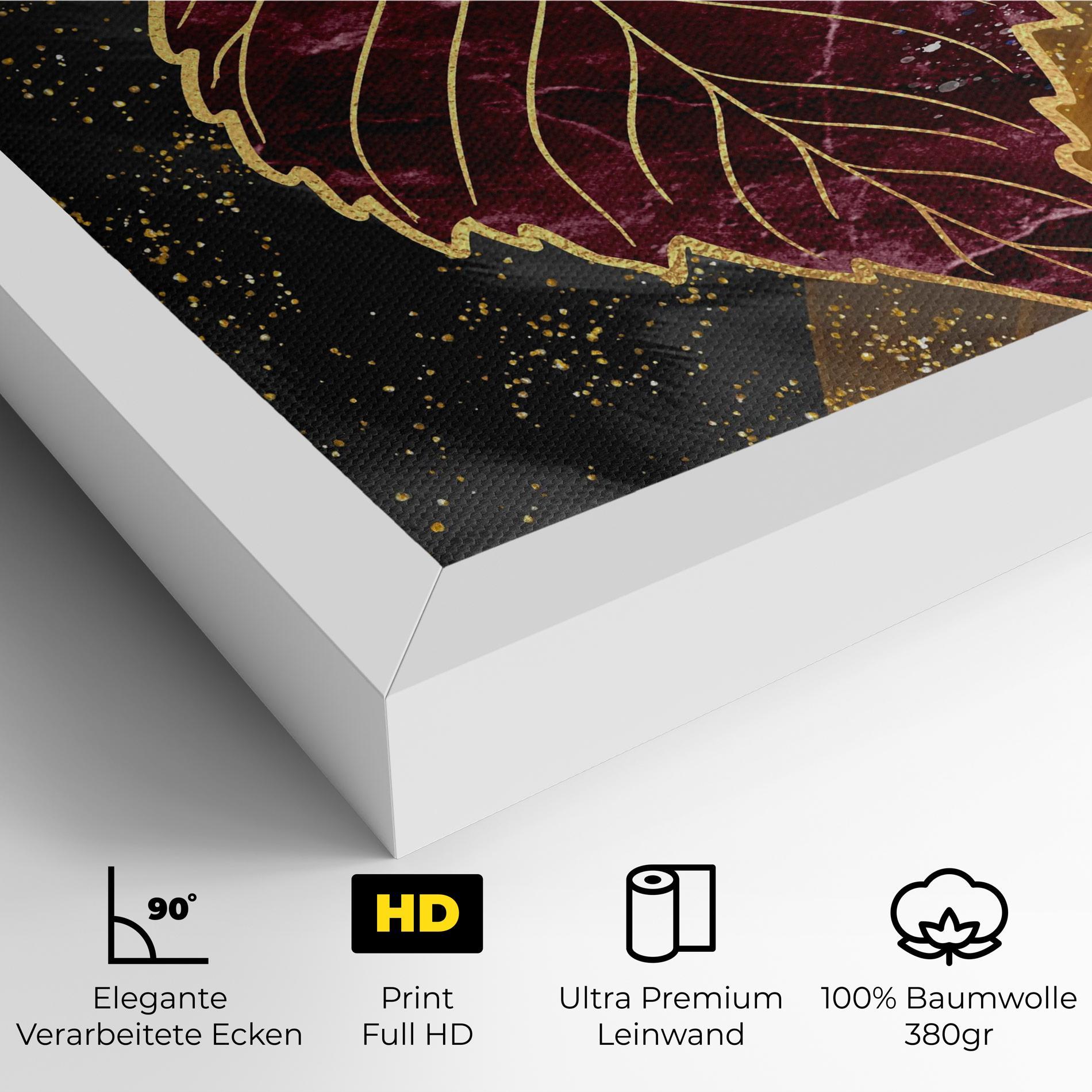 Leinwandbild Golden Leaves Red mockup 4