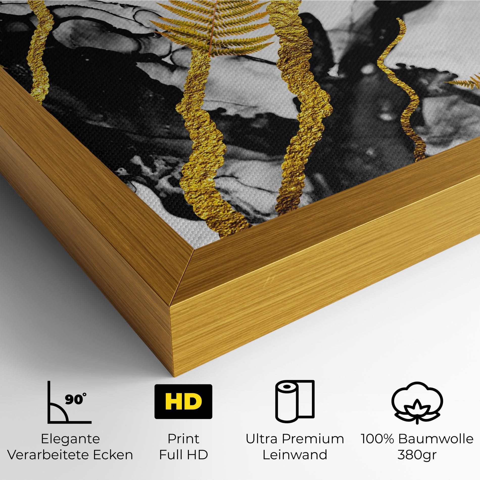 Leinwandbild Abstract Golden Leaves mockup 4