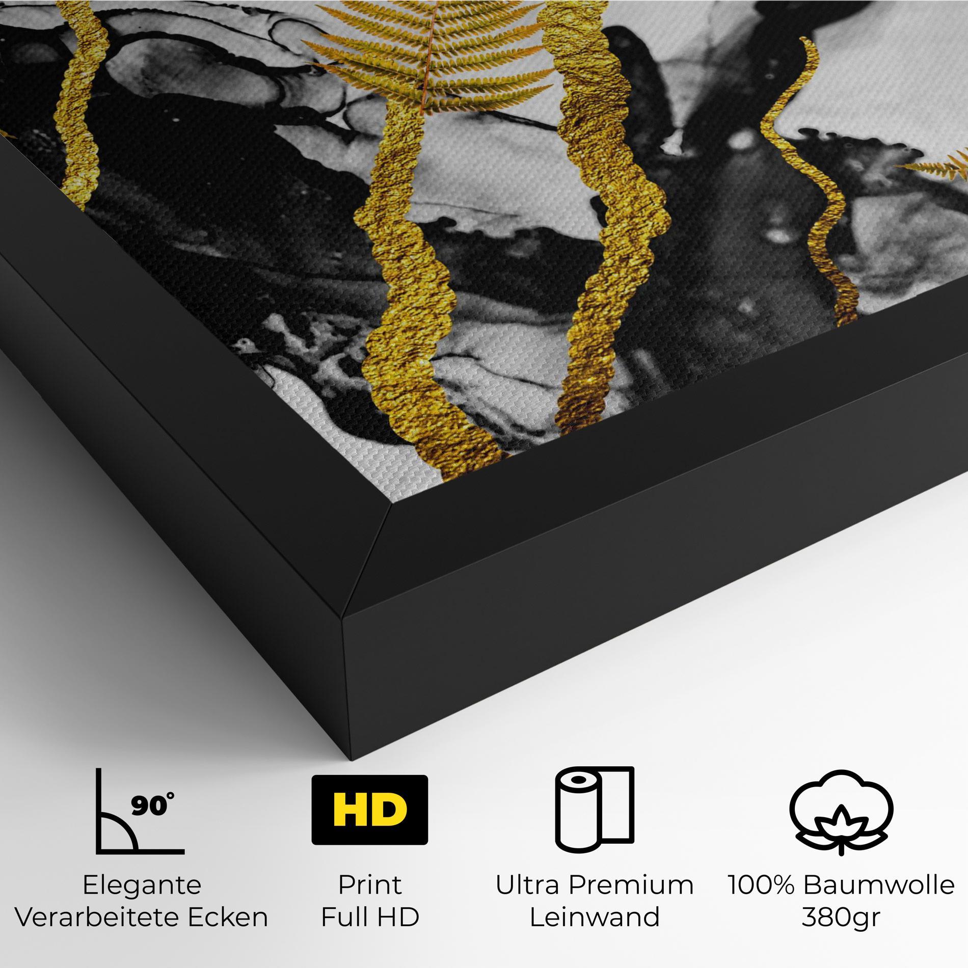 Leinwandbild Abstract Golden Leaves mockup 4