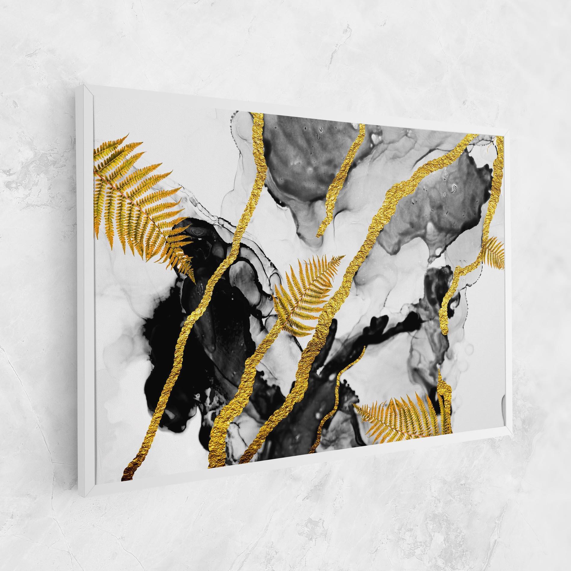 Leinwandbild Abstract Golden Leaves mockup 1
