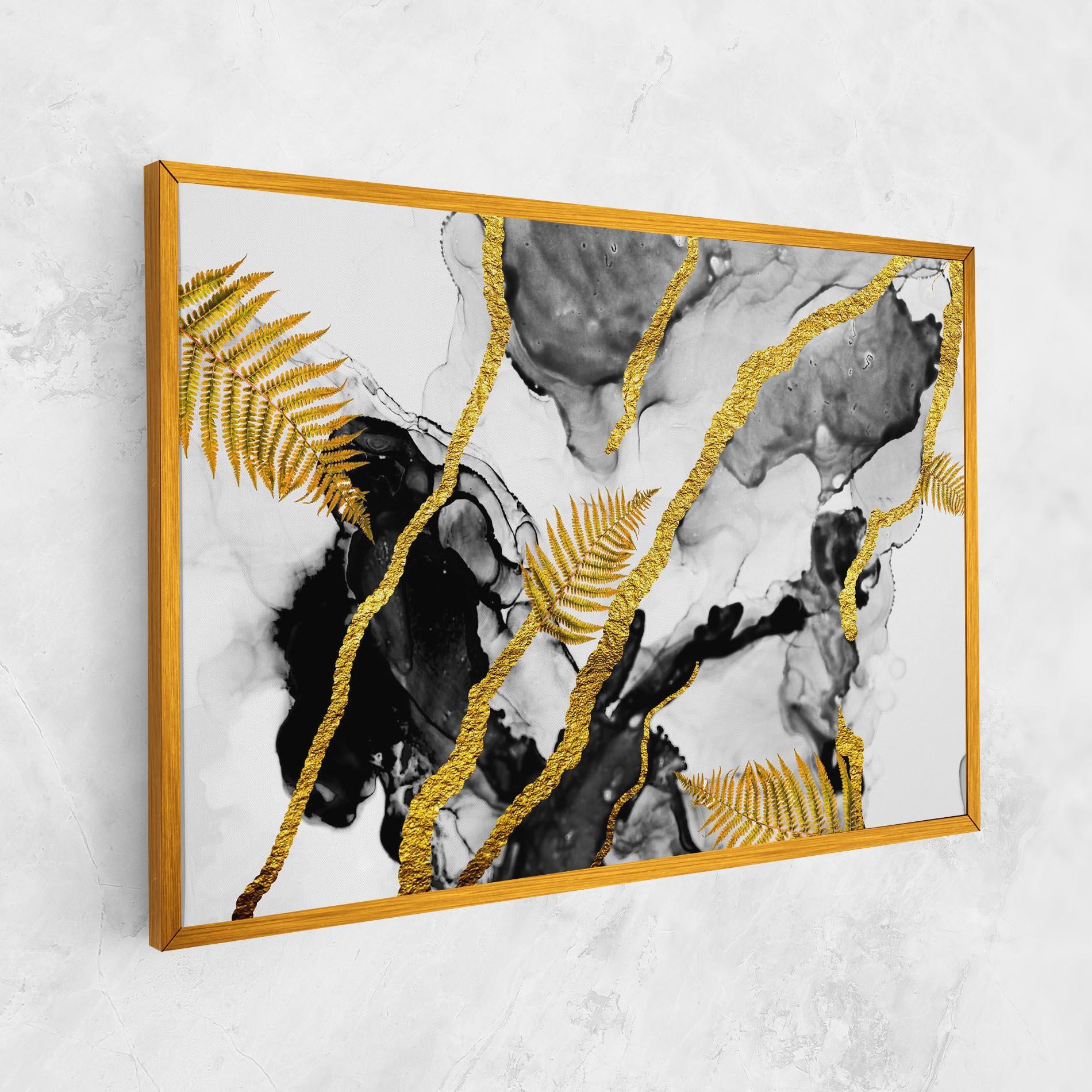 Leinwandbild Abstract Golden Leaves mockup 1
