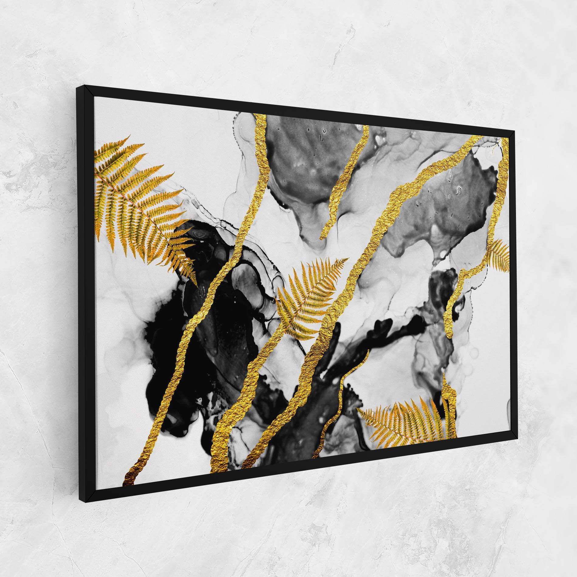 Leinwandbild Abstract Golden Leaves mockup 1