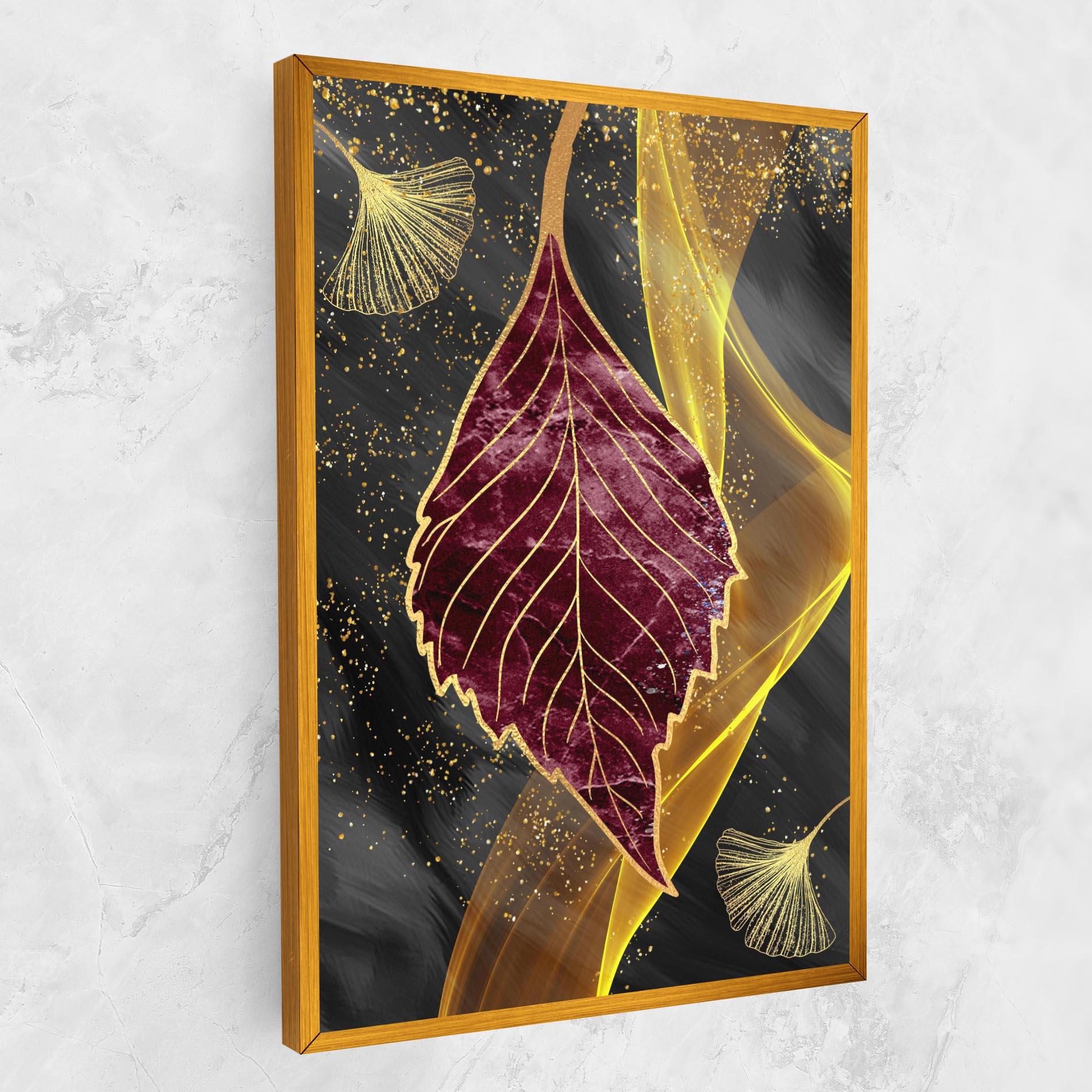 Leinwandbild Golden Leaves Red mockup 1