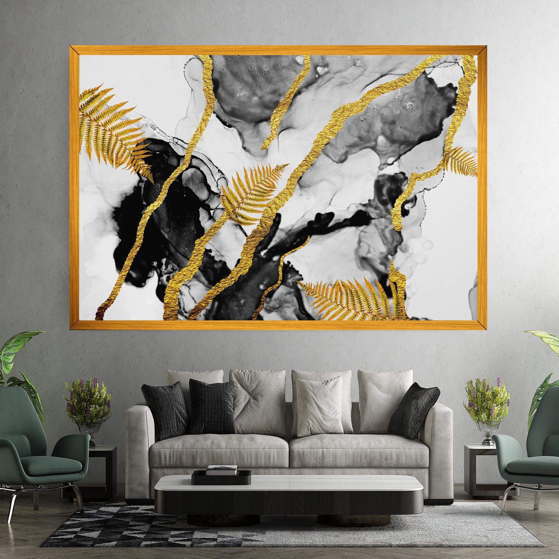 Leinwandbild Abstract Golden Leaves mockup 7