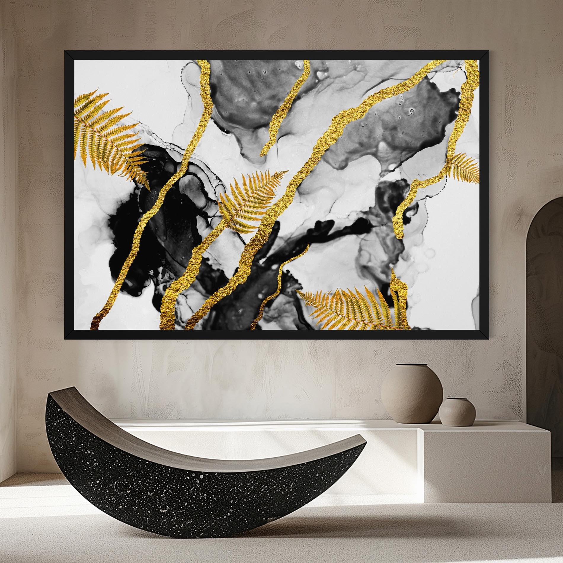 Leinwandbild Abstract Golden Leaves mockup 8