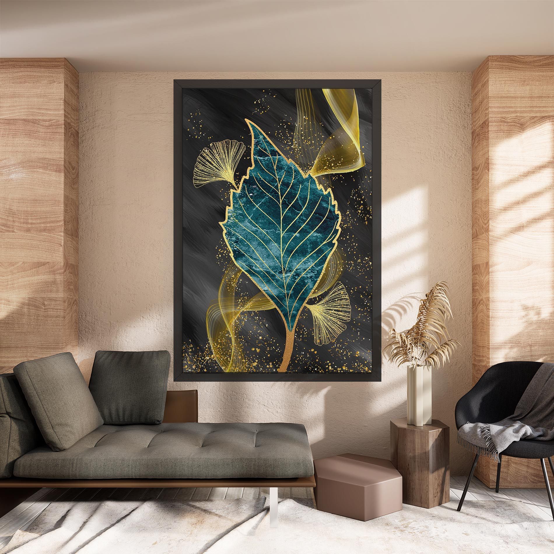 Golden Leaves Blue mockup 8