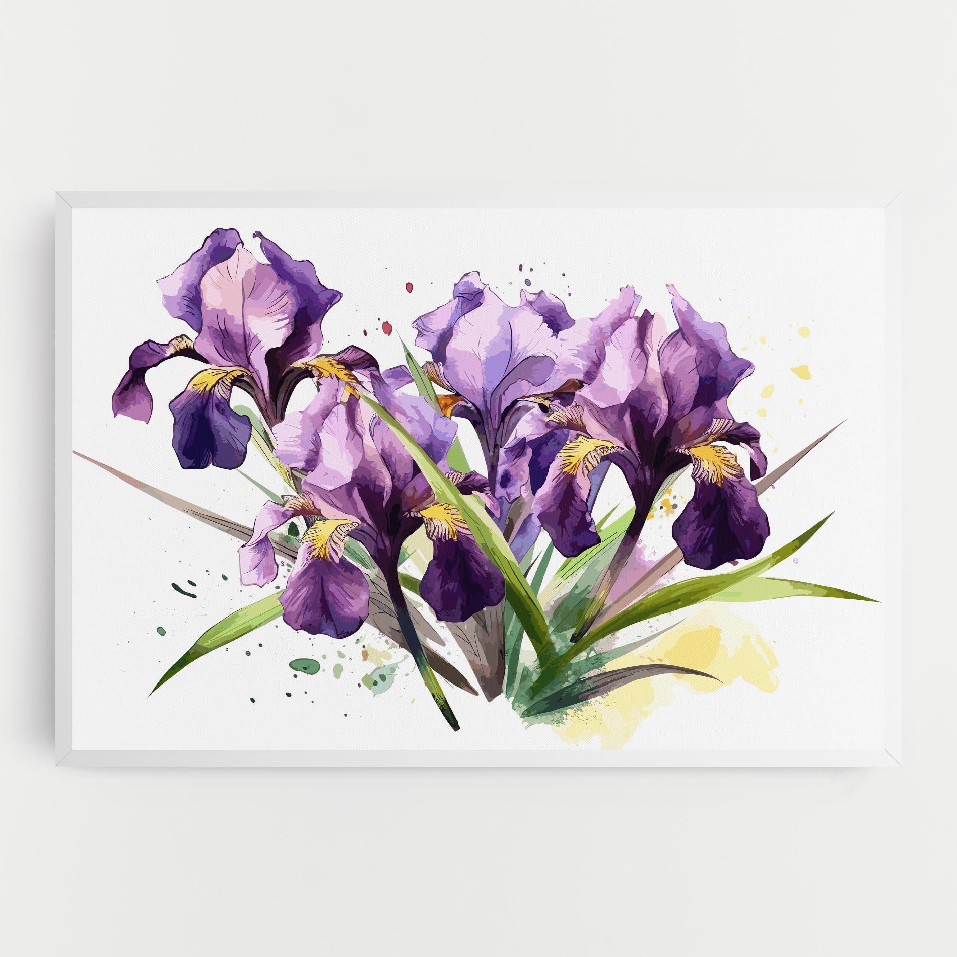 Leinwandbild Watercolor Purple Iris mockup 0