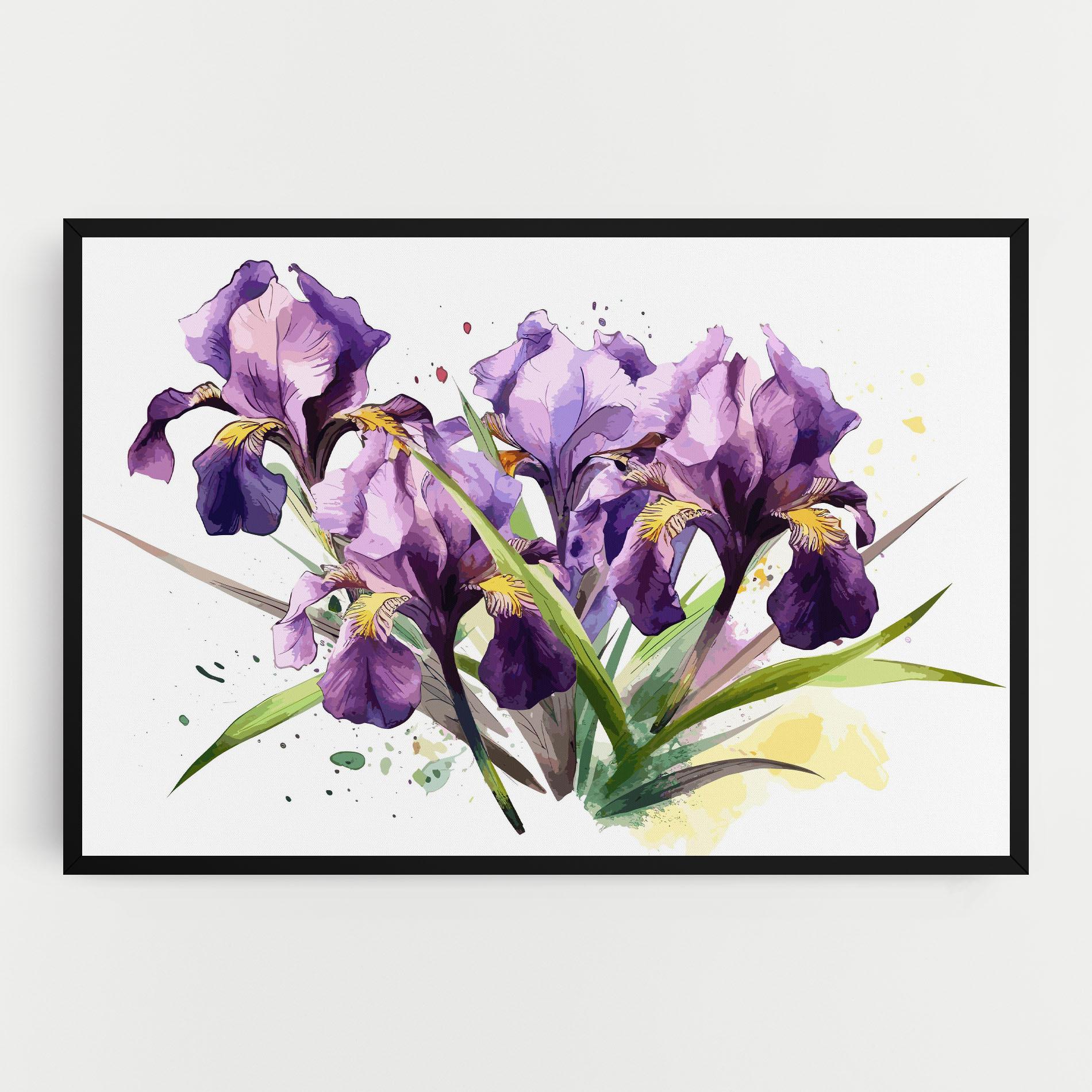 Leinwandbild Watercolor Purple Iris mockup 0