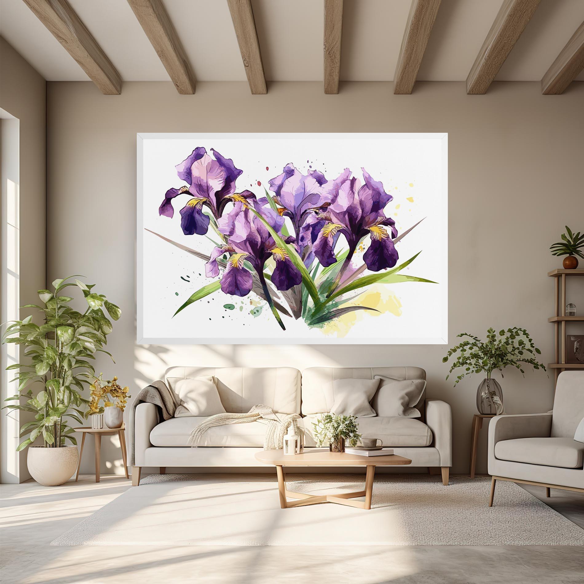 Leinwandbild Watercolor Purple Iris mockup 6