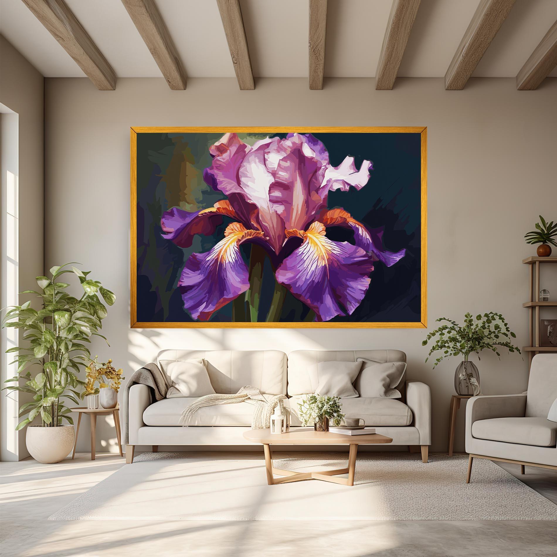 Leinwandbild Purple Orange Iris Art mockup 6