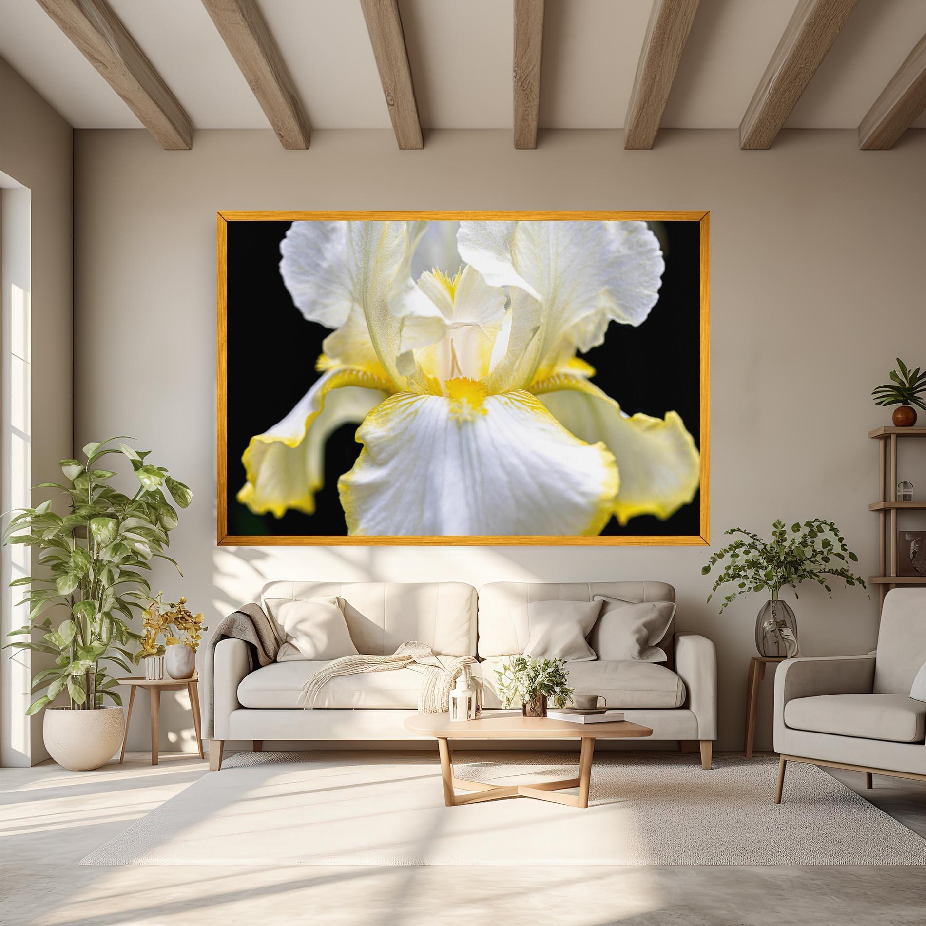 Leinwandbild White Yellow Iris mockup 6