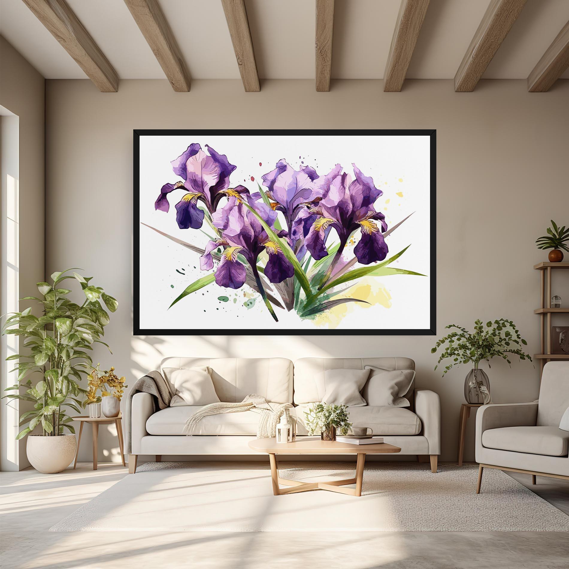 Leinwandbild Watercolor Purple Iris mockup 6
