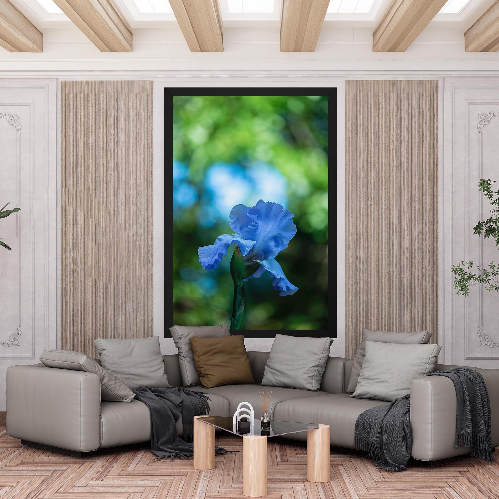 Leinwandbild Blue Iris In The Garden mockup 6