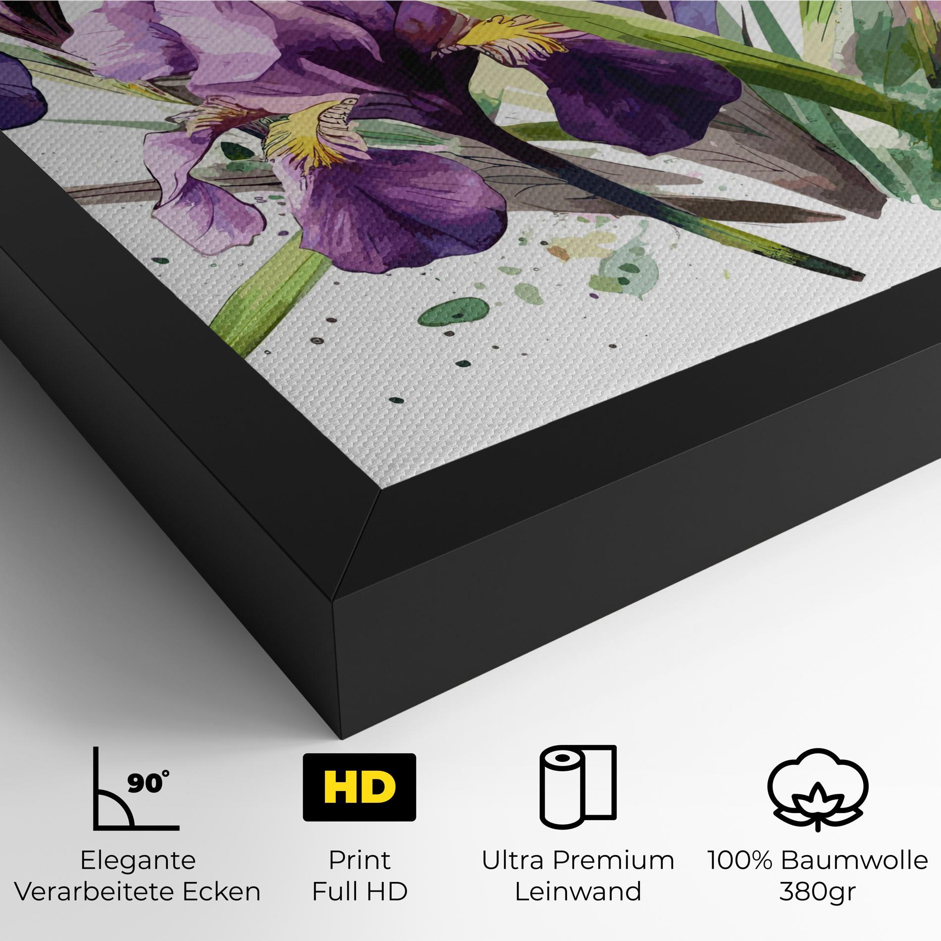 Leinwandbild Watercolor Purple Iris mockup 4