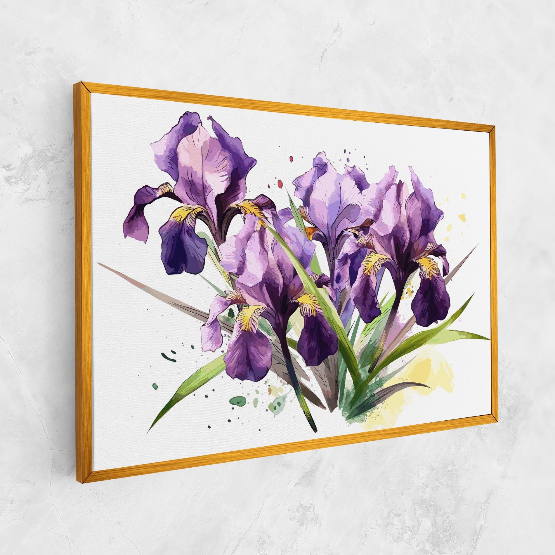 Leinwandbild Watercolor Purple Iris mockup 1