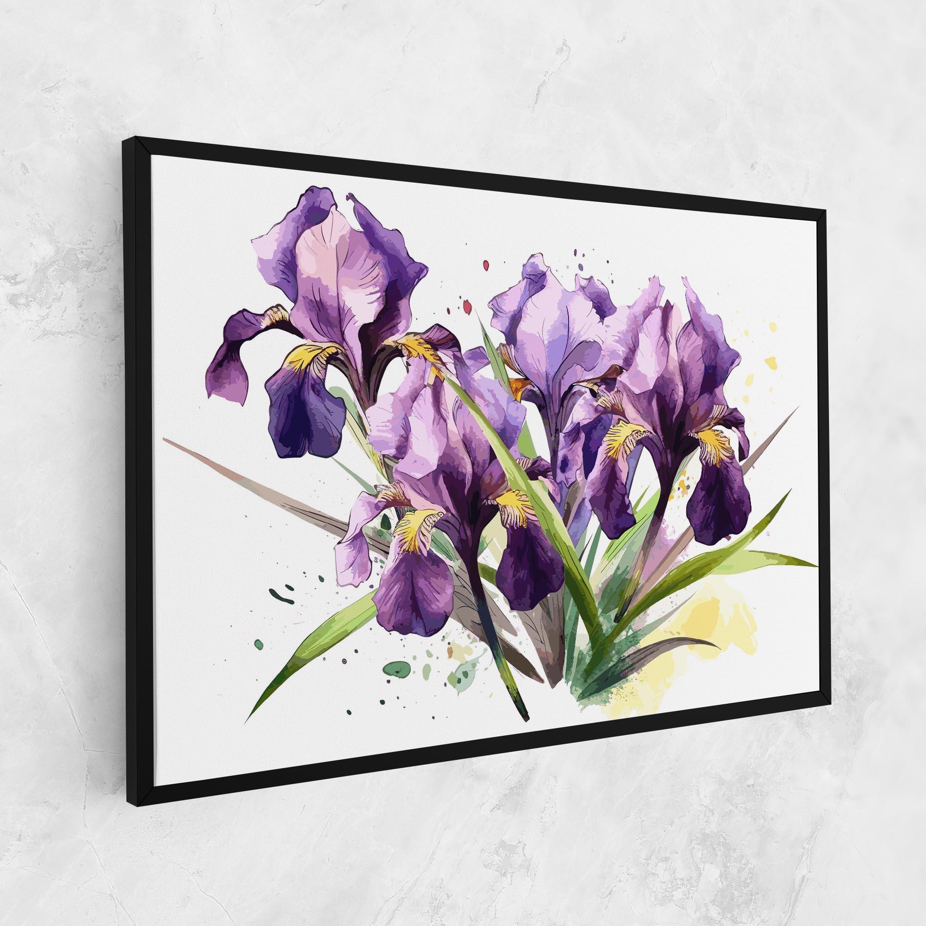 Leinwandbild Watercolor Purple Iris mockup 1