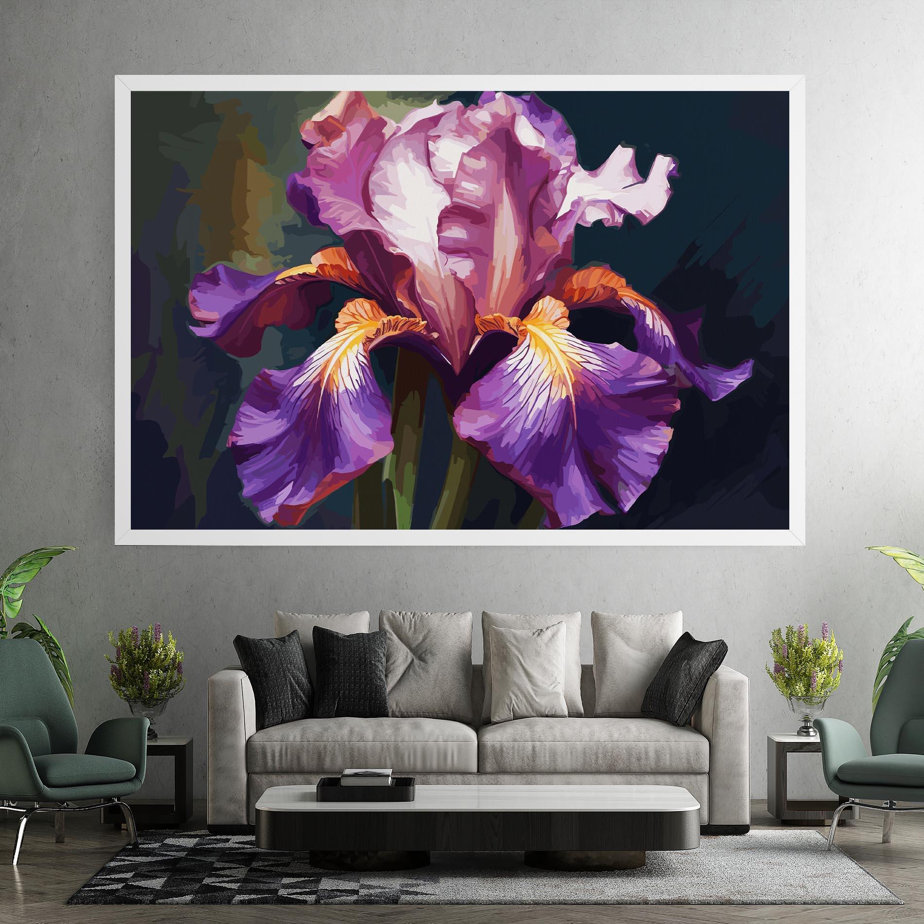 Leinwandbild Purple Orange Iris Art mockup 7