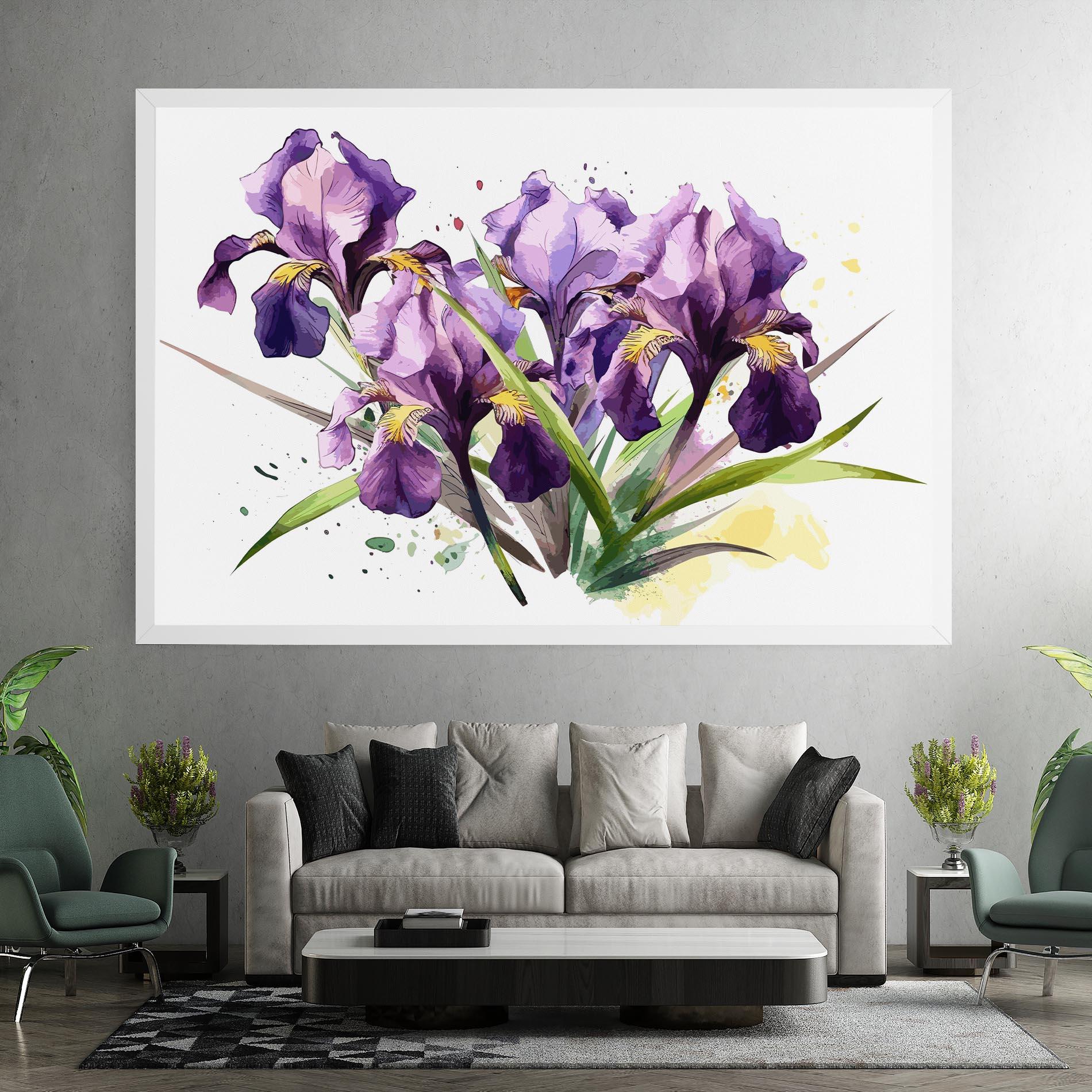 Leinwandbild Watercolor Purple Iris mockup 7
