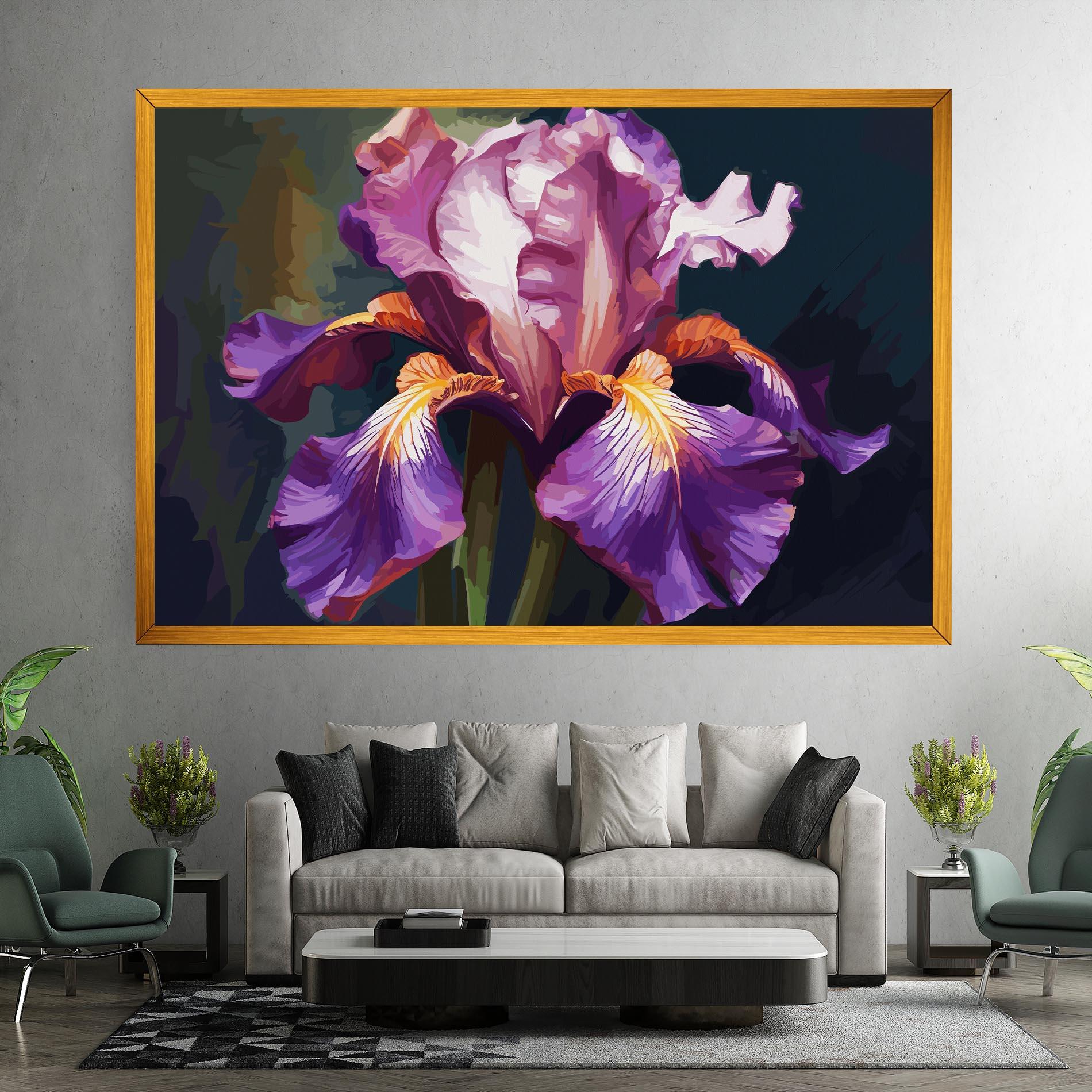 Leinwandbild Purple Orange Iris Art mockup 7