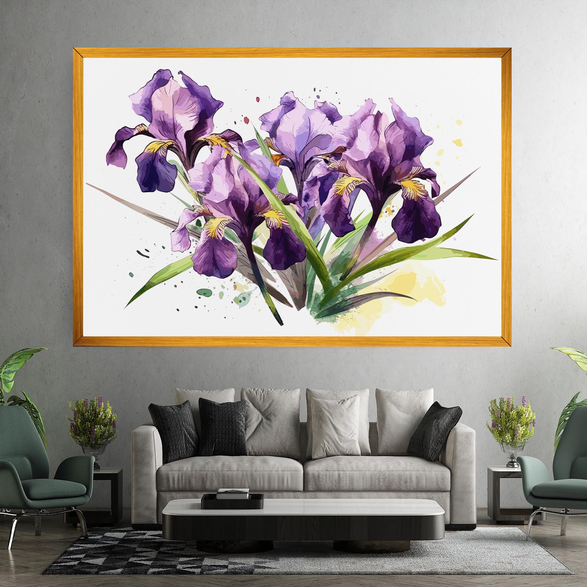 Leinwandbild Watercolor Purple Iris mockup 7