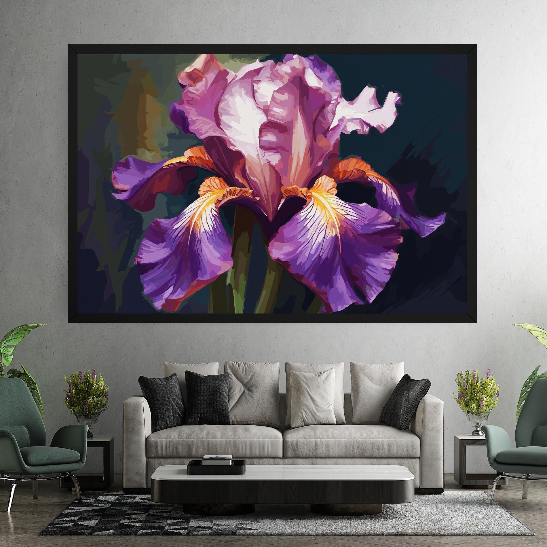 Leinwandbild Purple Orange Iris Art mockup 7