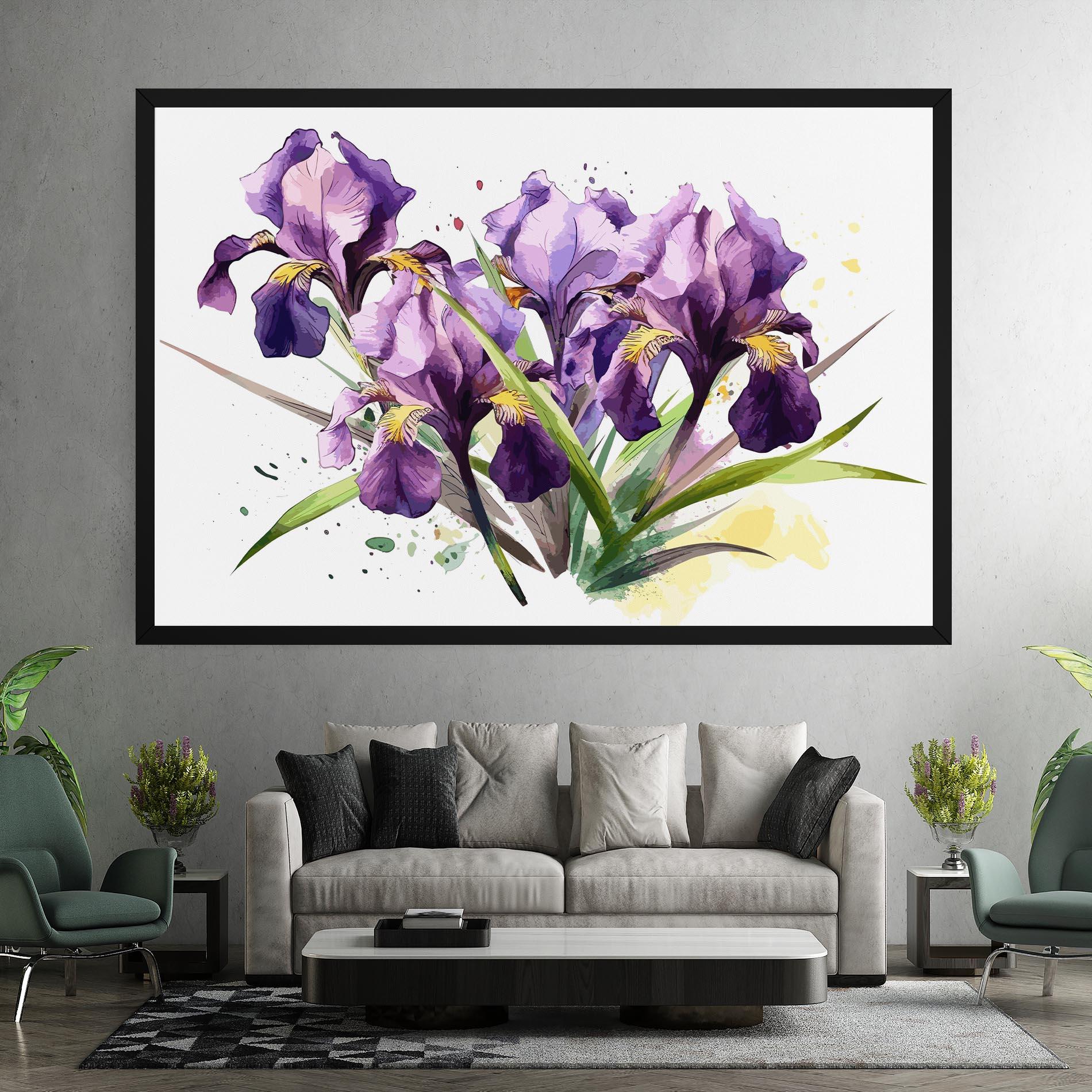 Leinwandbild Watercolor Purple Iris mockup 7