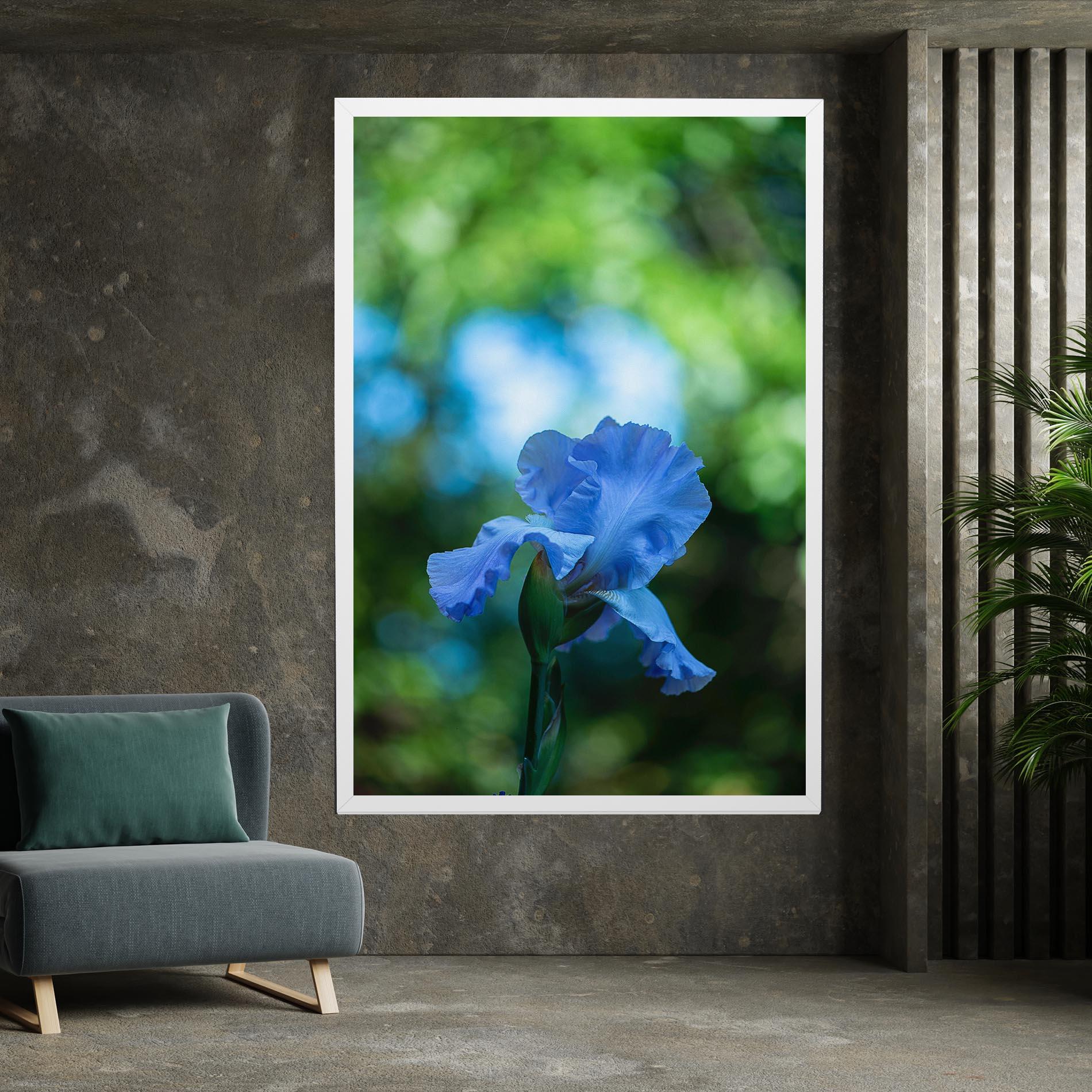 Leinwandbild Blue Iris In The Garden mockup 7