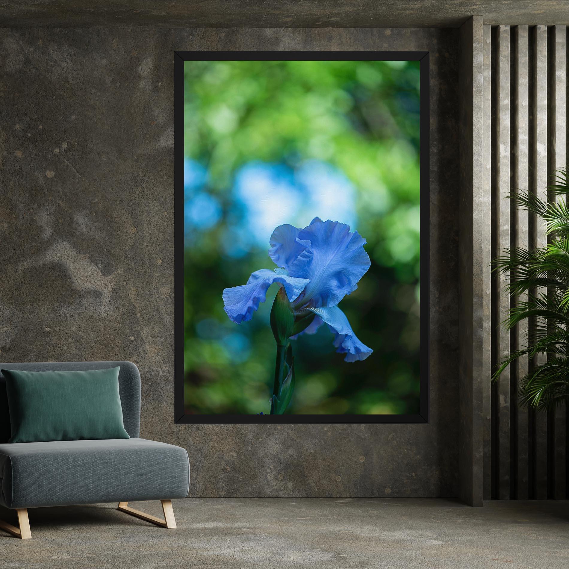Leinwandbild Blue Iris In The Garden mockup 7