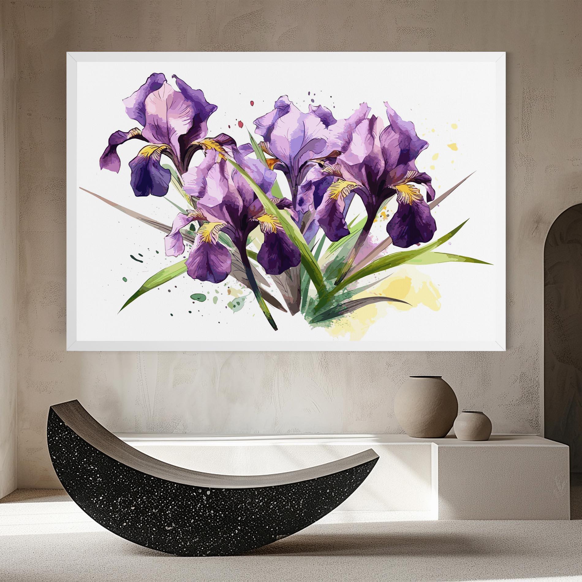Leinwandbild Watercolor Purple Iris mockup 8