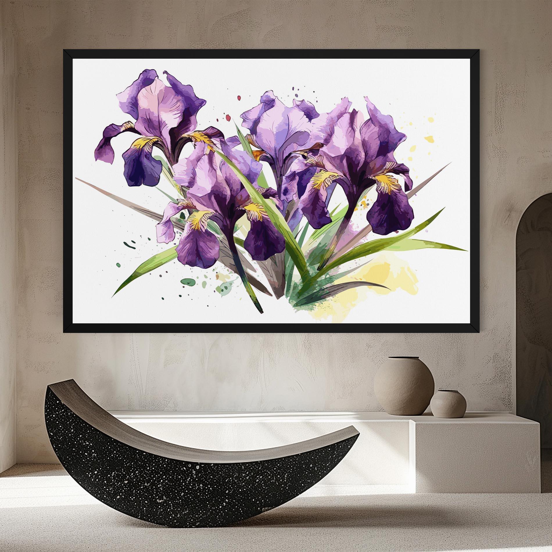 Leinwandbild Watercolor Purple Iris mockup 8