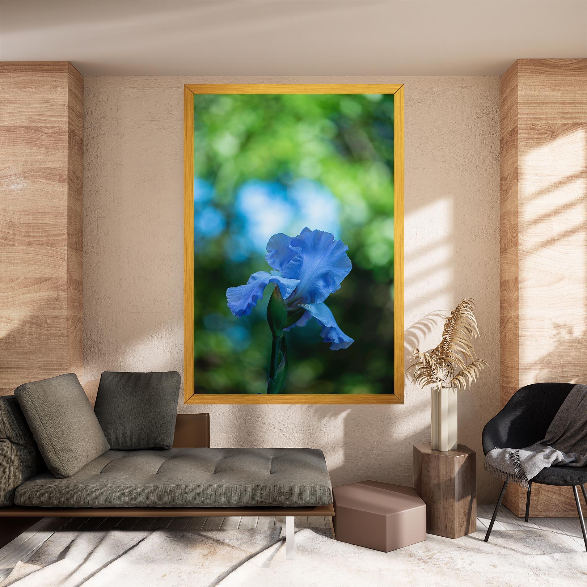 Leinwandbild Blue Iris In The Garden mockup 8