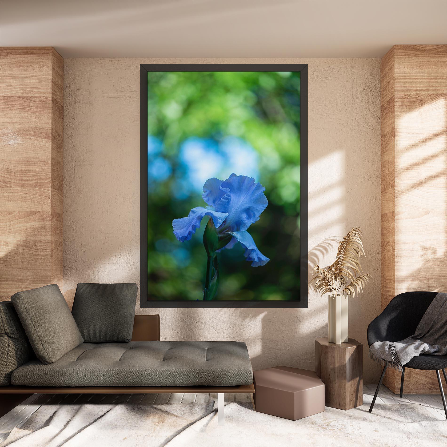Leinwandbild Blue Iris In The Garden mockup 8