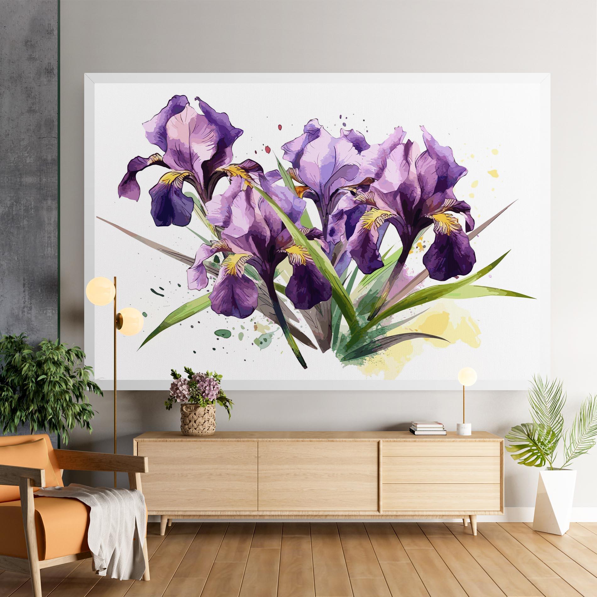 Leinwandbild Watercolor Purple Iris mockup 9